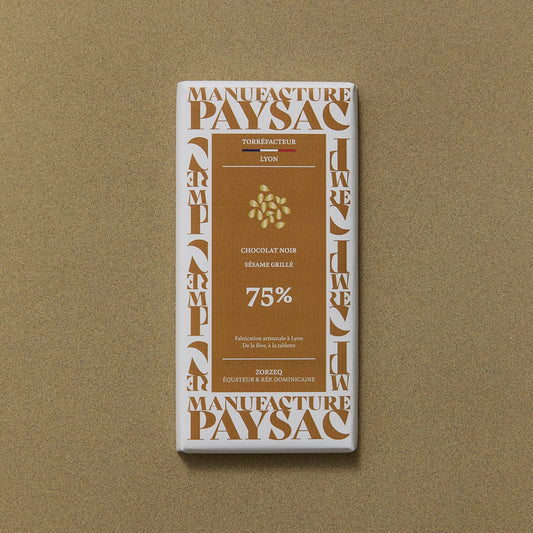 Tablette - Noir 75% - Zorzeq, sésame grillé